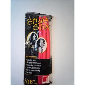 Luxor Pro Style Stix 7/16" Flexi Rod Foam Hair Rollers Red 8" Long New Sealed